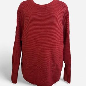 Burnt Orange Rust Ribbed Pullover Sweater Stretchy Oversized Womens Medium